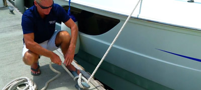 Man tying dock lines