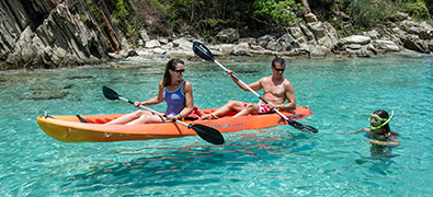 Couple kayaking in the British Virgin Islands