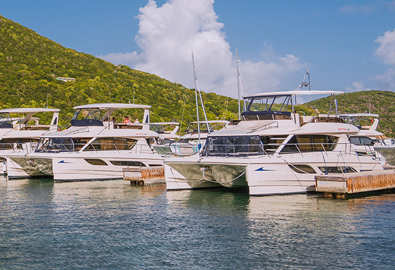 fleet of power catamaran boats