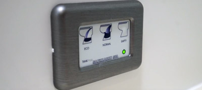 Display showing toilet level on catamaran