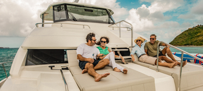 four people lounging on MarineMax charter