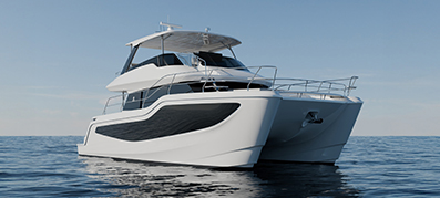 a modern white catamaran yacht on calm blue water under a clear sky the sleek design and smooth lines convey luxury and elegance