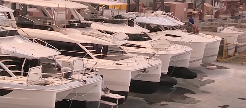 Aquila power catamarans in factory