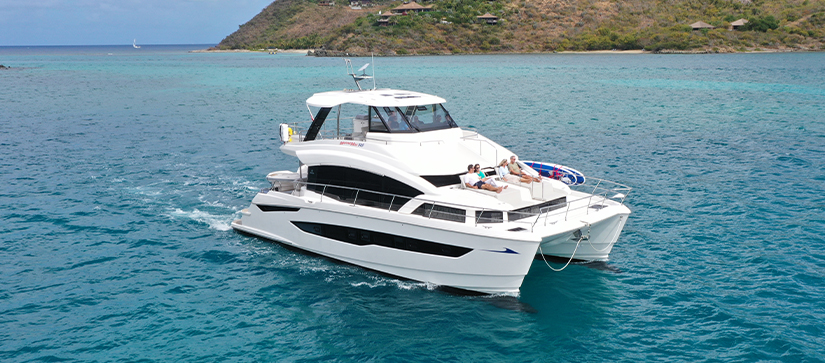 A marinemax charter vessel on the water