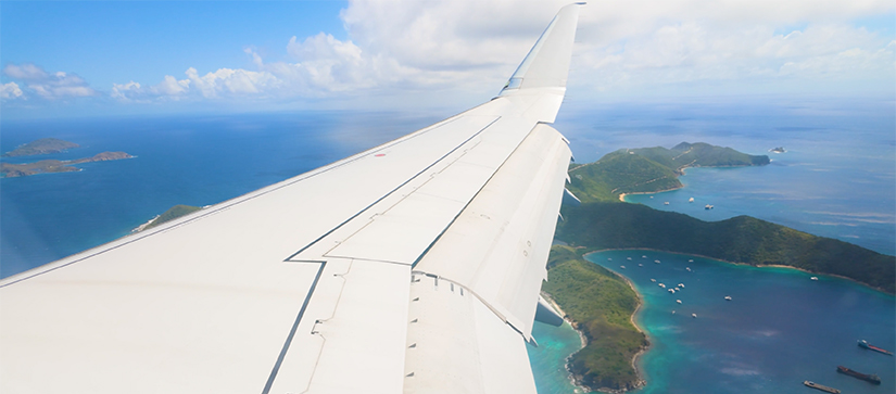 A plane wing with spots of the BVI shown below