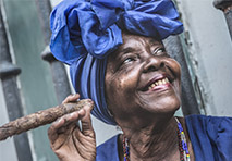 woman smoking cigar