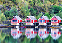 homes along dock in norway