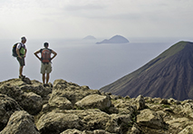 people hiking enjoying view in sicily