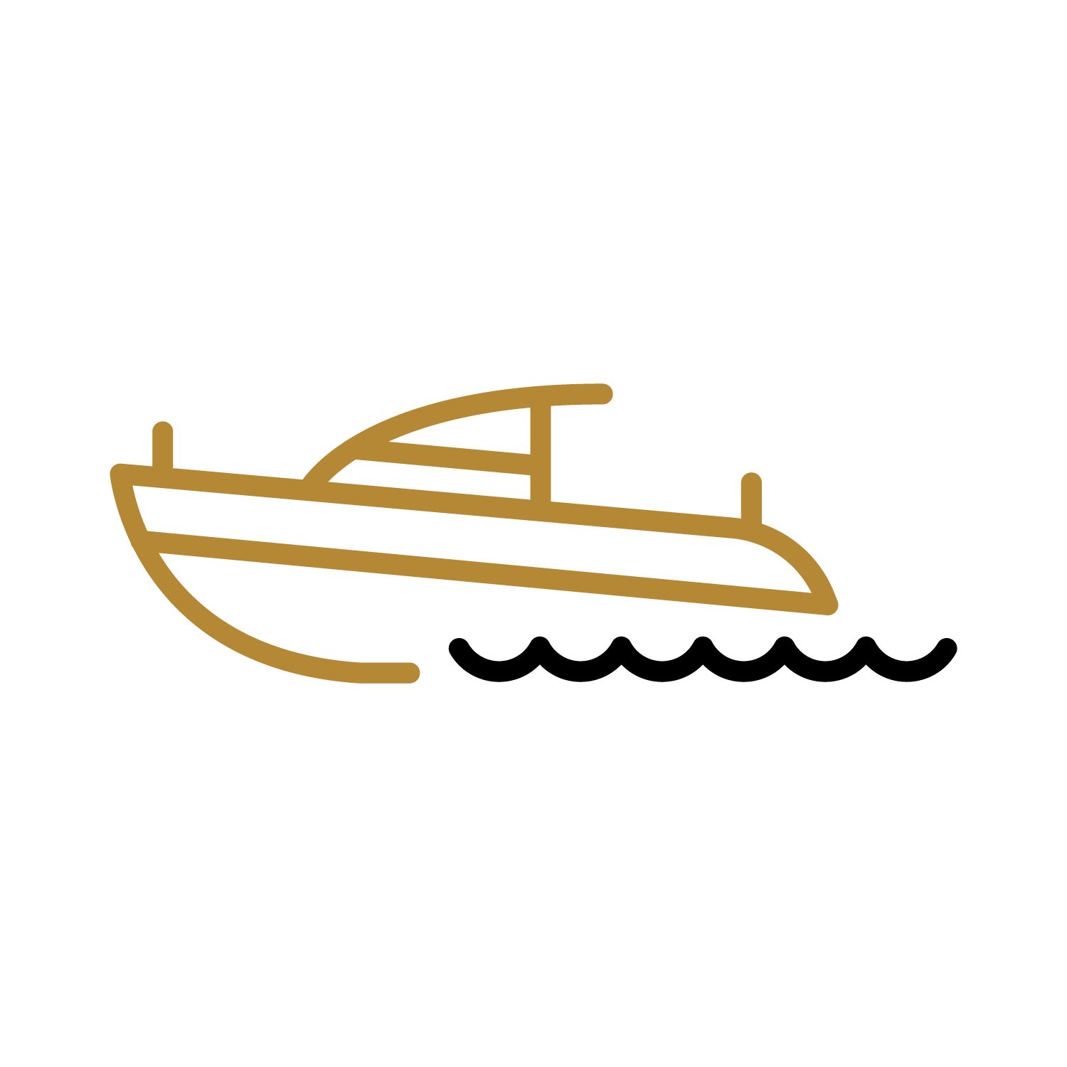 gold boat with black water underneath it