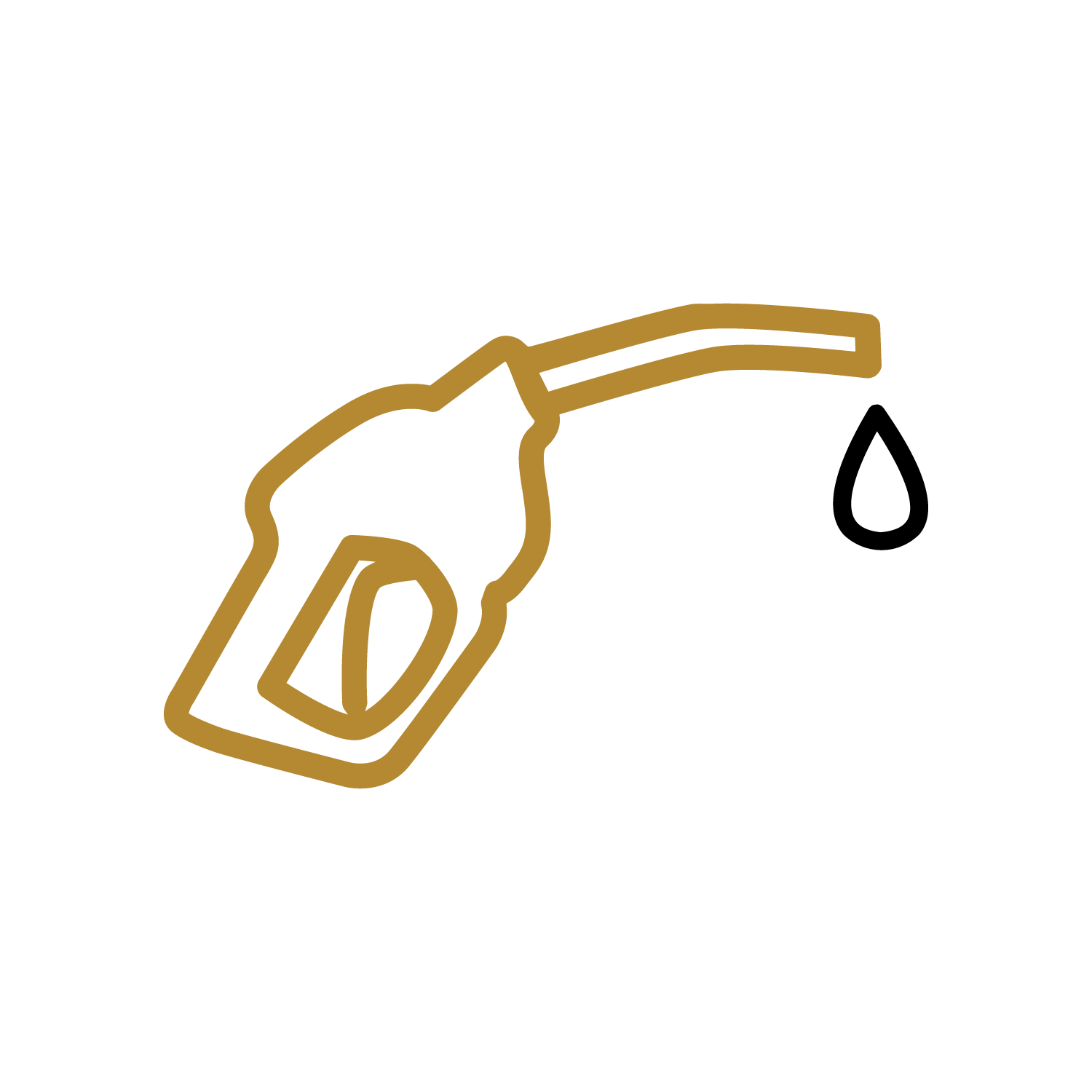 gas handle in gold with black droplet