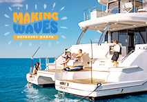 making waves graphic with people on yacht