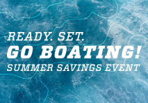 ready set go boating text with water wave background