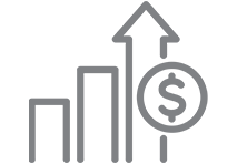 grey graph icon with money