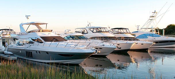 Docked yachts