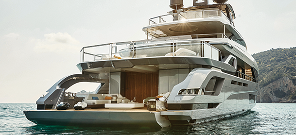 back view of a yacht in the water