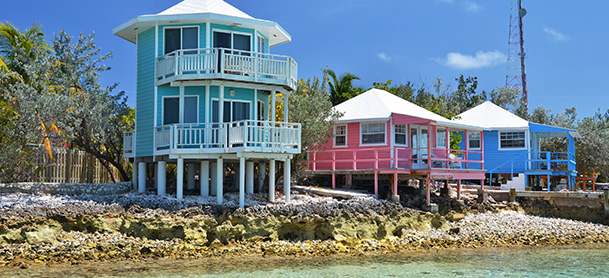 Colorful cottages right on the beach