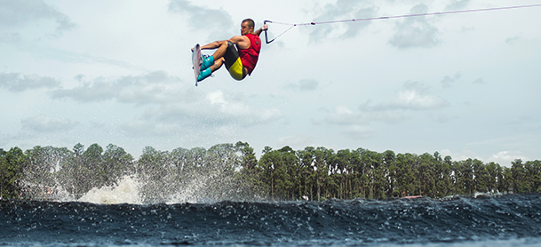 Wakeboarder getting serious air