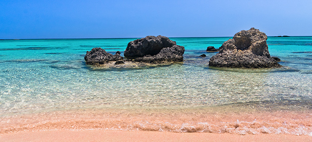 Rock formations in clear waters