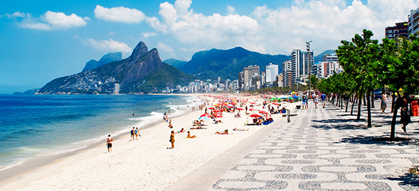 Beach with mountain in the distance