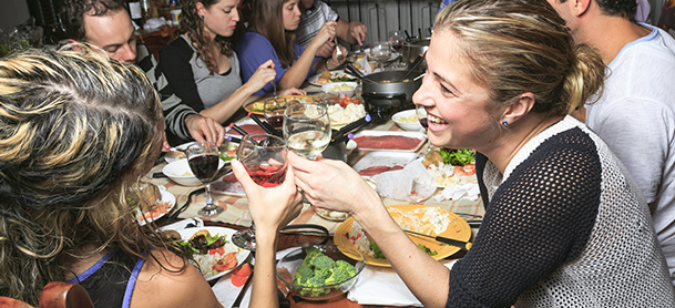 Group of people enjoying a meal