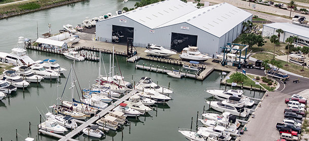 Yachts docked and in storage