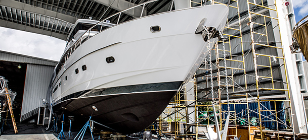 Yacht being serviced