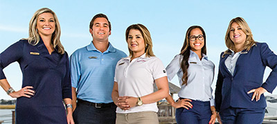 group of uniformed professionals