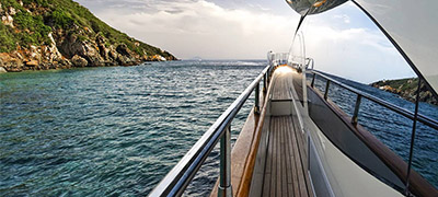 reflection of water on yacht window