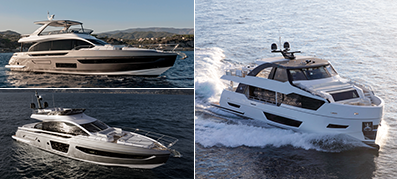 Three luxury yachts cruising on the water