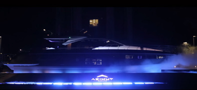 Azimut Yachts S7 lit up during Milan Design Week