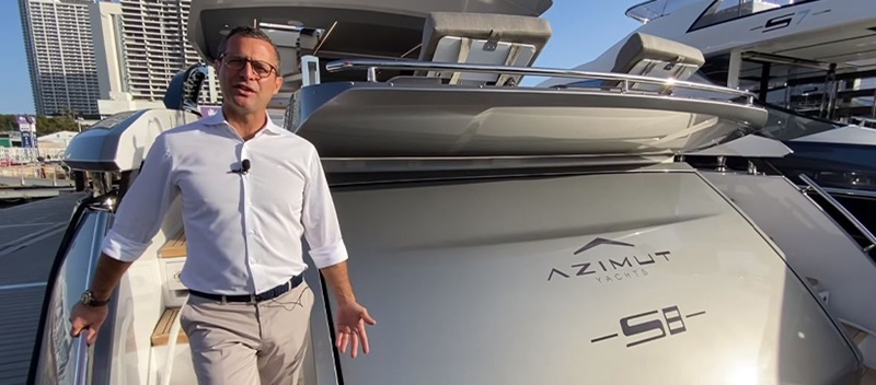 A man in front of an Azimut S8