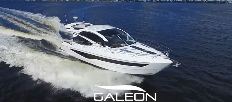 Galeon Yacht Cruising through Water