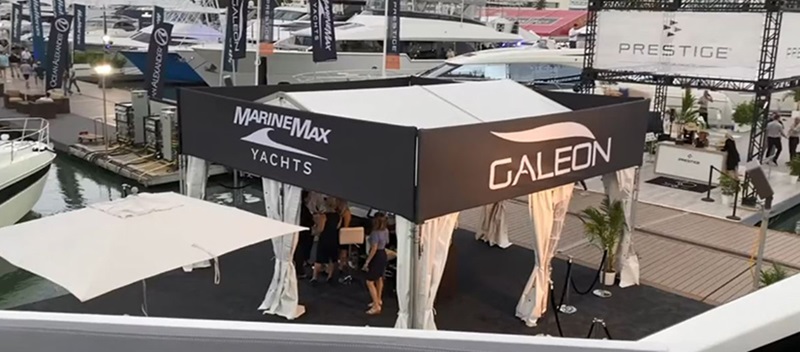 A view of the Galeon booth at the Miami Yacht Show