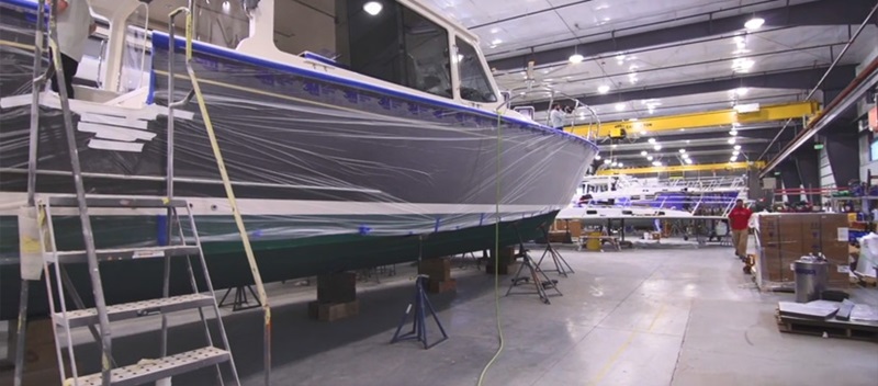 MJM Yacht under construction in the factory