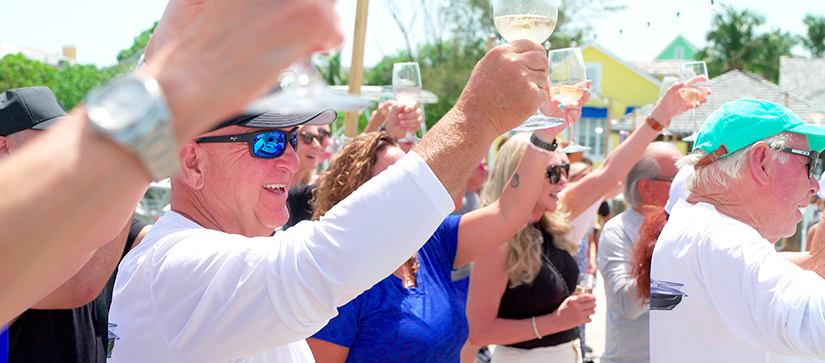 Azimut owners having a toast at Harbour Island